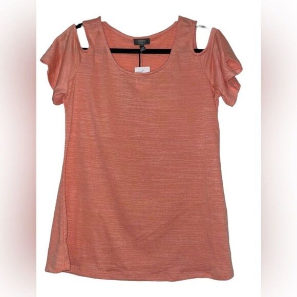 Ninety clothing cold shoulder top Women’s size  small flutter short sleeve new - Picture 2 of 9